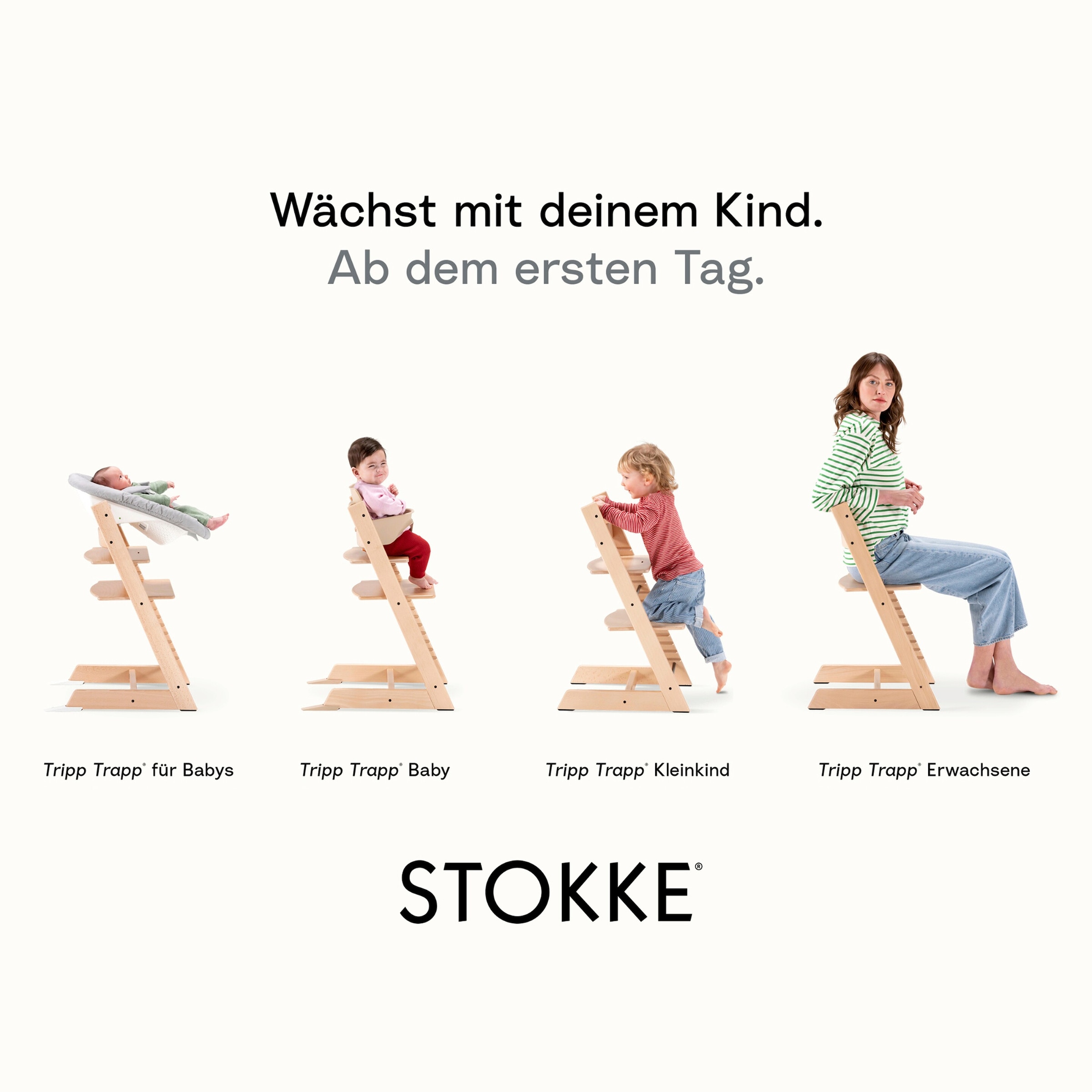 Stokke® Tripp Trapp® Bundle Treppenhochstuhl Eiche inkl. Babyset & Tray